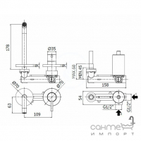 Смеситель для раковины скрытого монтажа Paffoni Light LIG105NO70 матовый черный, излив 178см