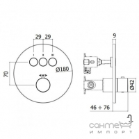 Смеситель-термостат скрытого монтажа на 3 потребителя Paffoni Compact Box CPT019NO матовый черный