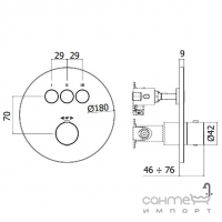 Змішувач-термостат прихованого монтажу на 3 споживачі Paffoni Compact Box CPT019CR хром