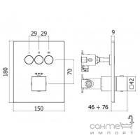 Змішувач-термостат прихованого монтажу на 3 споживачі Paffoni Compact Box CPT519ST нержавіюча сталь