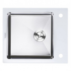 Прямоугольная кухонная мойка на одну чашу Platinum Handmade White Glass 600х510х200 белое стекло/сталь