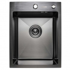 Прямоугольная врезная кухонная мойка на одну чашу Platinum Handmade PVD HSBB 1mm 400x500x230 черная