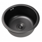 Кругла врізна мийка кухонна Platinum PVD Handmade 1mm 420x420x220 матова чорна