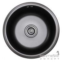 Круглая врезная кухонная мойка Platinum PVD Handmade 1mm 420x420x220 матовая черная