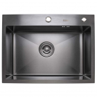 Прямоугольная кухонная мойка на одну чашу Platinum PVD Handmade 1,5mm 600x450x220 черная