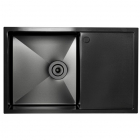 Прямоугольная кухонная мойка на одну чашу с сушкой Platinum PVD Handmade L 1,2mm 780x500x200 черная