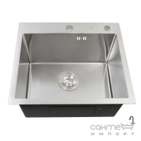 Квадратна врізна мийка кухонна на одну чашу Platinum Handmade 1,5mm 500x500x220 нерж. сталь