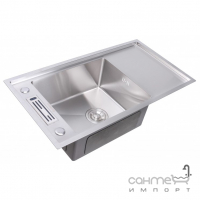 Прямоугольная кухонная мойка на одну чашу с сушкой Platinum Handmade HD-D008 1,2mm 800x430x230 сталь