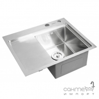 Прямокутна кухонна мийка на одну чашу із сушінням Platinum Handmade R 1,5mm 580x480x220 сталь