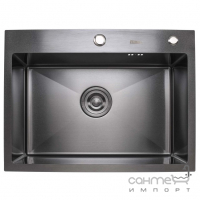 Прямоугольная кухонная мойка на одну чашу Platinum PVD Handmade 1,5mm 600x450x220 черная