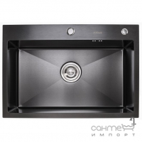 Прямоугольная кухонная мойка на одну чашу Platinum PVD Handmade 1,5mm 650x450x220 черная