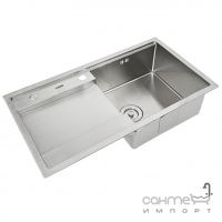 Прямокутна кухонна мийка на одну чашу із сушінням Platinum Handmade R 1,2mm 820x450x230 сталь