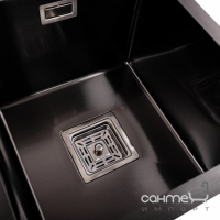 Прямоугольная кухонная мойка на полторы чаши Platinum PVD Handmade HDB 1mm 780x430x230 черная