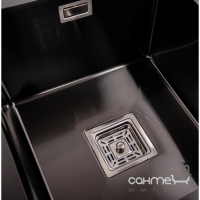 Прямокутна кухонна мийка на дві чаші Platinum PVD Handmade HDB 1mm 780x430x230 чорна