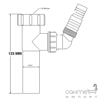 Удлинитель сифона для раковины с подключением для стиральной машины McAlpine RS7 хром