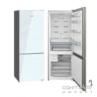 Двокамерний холодильник з нижньою морозильною камерою Fabiano FSR 7051 WG White Glass фасад біле скло