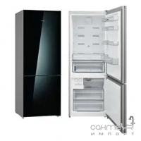 Двухкамерный холодильник с нижней морозильной камерой Fabiano FSR 7051 BG Black Glass фасад черное стекло