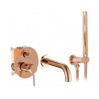 Змішувач для ванни прихованого монтажу з виливом та душовим гарнітуром Rea Lungo REA-B6930 рожеве золото