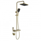 Смеситель-термостат для ванны с душевой стойкой и гигиеническим душем Rea Rob REA-P6623 матовое золото