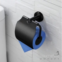 Держатель для туалетной бумаги с крышкой Rea Oste REA-80045 матовый черный