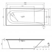 Акрилова прямокутна ванна з ніжками Vayer Boomerang 1800x800 біла, посилені борти