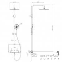 Душевая стойка с смесителем-термостатом для ванны Volle Sistema E 1580.090601 хром