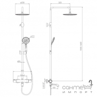 Душевая стойка с смесителем-термостатом для ванны Volle Sistema E 1580.090201 хром
