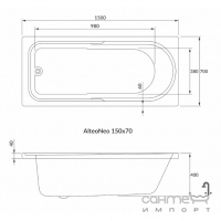 Акриловая прямоугольная ванна Volle Altea Neo 1228.001770 1700x700 белая