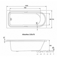 Акриловая прямоугольная ванна Volle Altea Neo 1228.001570 1500x700 белая