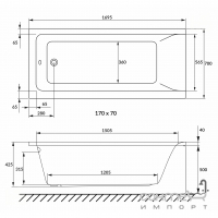 Акриловая прямоугольная ванна Volle Solo 1210.001770 1700x700 белая