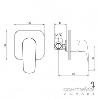 Смеситель для душа скрытого монтажа RJ Flora RBZ072-5C хром