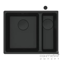 Прямоугольная кухонная мойка на полторы чаши Franke Maris MRG 160 Black Edition 125.0699.229 матовая черная