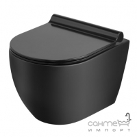 Підвісний унітаз безободковий з сидінням slim softclose UpTrend Caneo TR2196D-18 матовий чорний