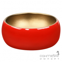 Кругла раковина на стільницю UpTrend Celia TR-T300 червона/матове золото