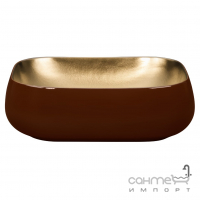 Прямоугольная раковина на столешницу UpTrend Celia TR-T323 бордовая/матовое золото