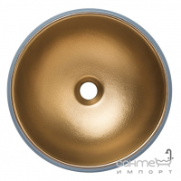 Кругла раковина на стільницю UpTrend Celia TR-T364 сіра/матове золото