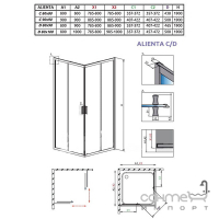 Квадратная душевая кабина Radaway Alienta C 900x900x1900 + душевой поддон с сифоном Rodos