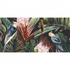Настінна плитка декор Ceramika Color Perla Pink Parrots Decor 600x300 (квіти, листя, папуги)