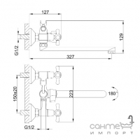 Смеситель для ванны с длинным изливом Frap F22732-B хром