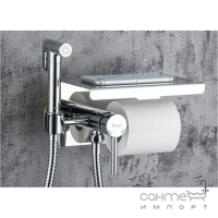 Гигиенический душ с смесителем, полочкой и держателем для туалетной бумаги Frap F7516 хром