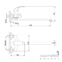 Смеситель для ванны с длинным изливом Frap F2236 хром