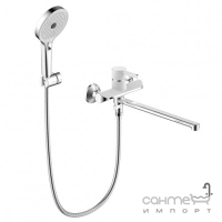 Змішувач для ванни з довгим виливом душовим гарнітуром Gappo G2203-8 білий/хром