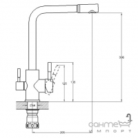 Змішувач для кухні з виливом для фільтрованої води Wezer EKO4C-01-GUNGREY воронена сталь