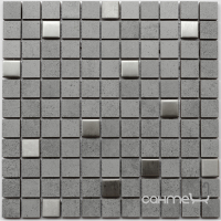Керамическая мозаика под бетон с металлом Kotto Ceramica СМ 3026 C2 grey/metal mat 300х300х8 (25х25)