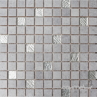 Керамическая мозаика под бетон с стеклом Kotto Ceramica CM 325129 С2 gray/Mirror S5 300х300х8 (25х25)