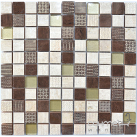 Керамическая мозаика Kotto Ceramica СМ 3042 С3 Beige/Eboni/Gold 300х300х9 (25х25)