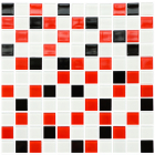 Скляна мозаїка Kotto Ceramica GM 4007 C3 black/red m/white 300х300х4 (25х25)