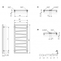 Электрический полотенцесушитель Terma Zigzag 500x835 RAL 9005 MAT матовый черный, подключение справа