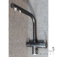 Змішувач для кухні з виливом для фільтрованої води Gappo G43752-7 матовий чорний/хром