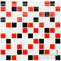 Стеклянная мозаика Kotto Ceramica GM 4007 C3 black/red m/white 300х300х4 (25х25)
